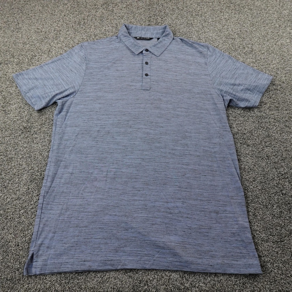 Travis Mathew Polo Shirt Mens XL Blue Heather Golf Performance Short Sleeve Knit - Picture 2 of 12